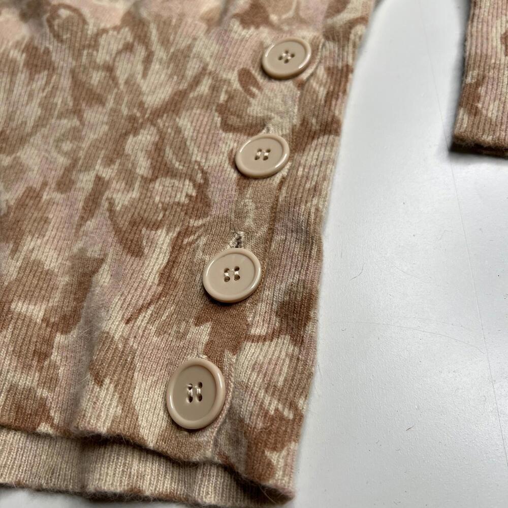 Vintage Christian Dior Womens Knit Sweater Beige Floral Button Angora Wool - Picture 2 of 10